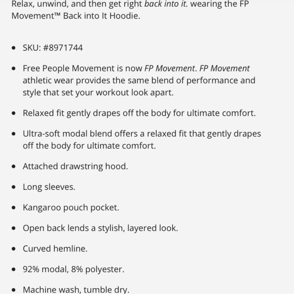 NWT Free People Movement Back Into It Hoodie - Picture 3 of 6